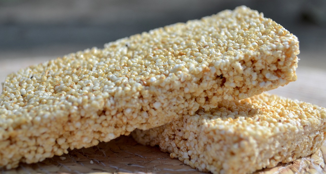 Barritas de amaranto con crema de rompope